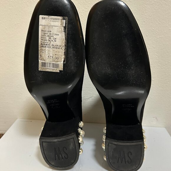 Stuart Weitzman Designer Pearl Black Suede Bacari Boots Size 8.5 - Picture 7 of 7